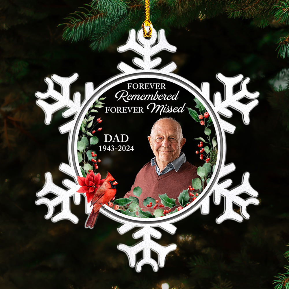 Custom Photo Memorial Christmas Ornament, Sympathy Keepsake • Forever Remembered Forever Missed - Personalized Acrylic Ornament