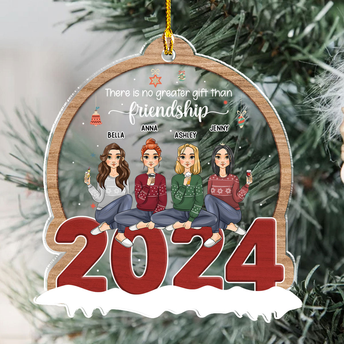 Custom Friendship Christmas Ornament, Best Friend Gift •  Perfect Friendship - Personalized Acrylic Ornament