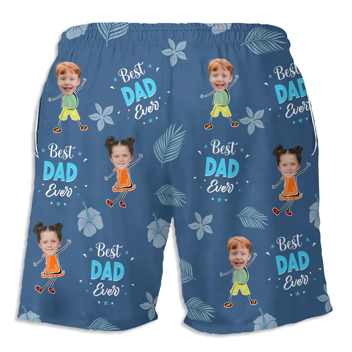 Custom Photo Best Dad Grandpa Ever Swim Trunks, Birthday Summer Gift • Best Dad Ever - Personalized Beach Shorts