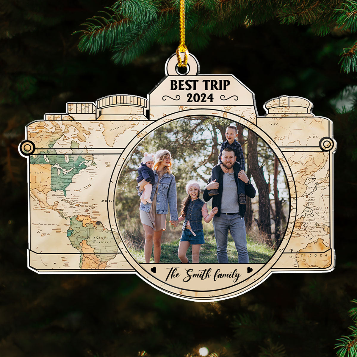 Custom Photo Family Ornament, Christmas Gift for Family Members • Adventure Ornament - Personalized Acrylic Ornament
