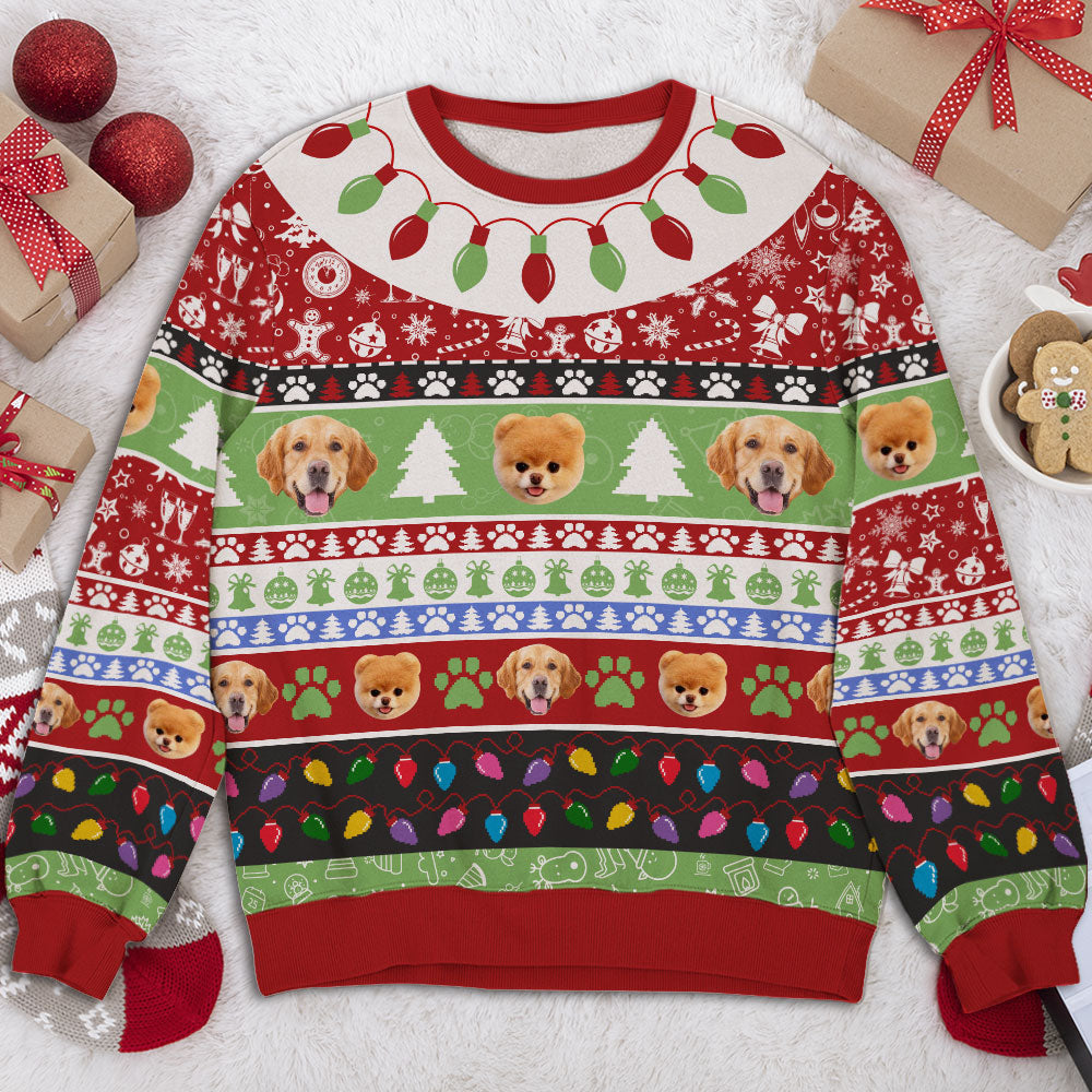 Custom Photo Christmas Sweatshirt, Holiday Birthday Gift • Facing You - Personalized All-Over-Print Sweatshirt