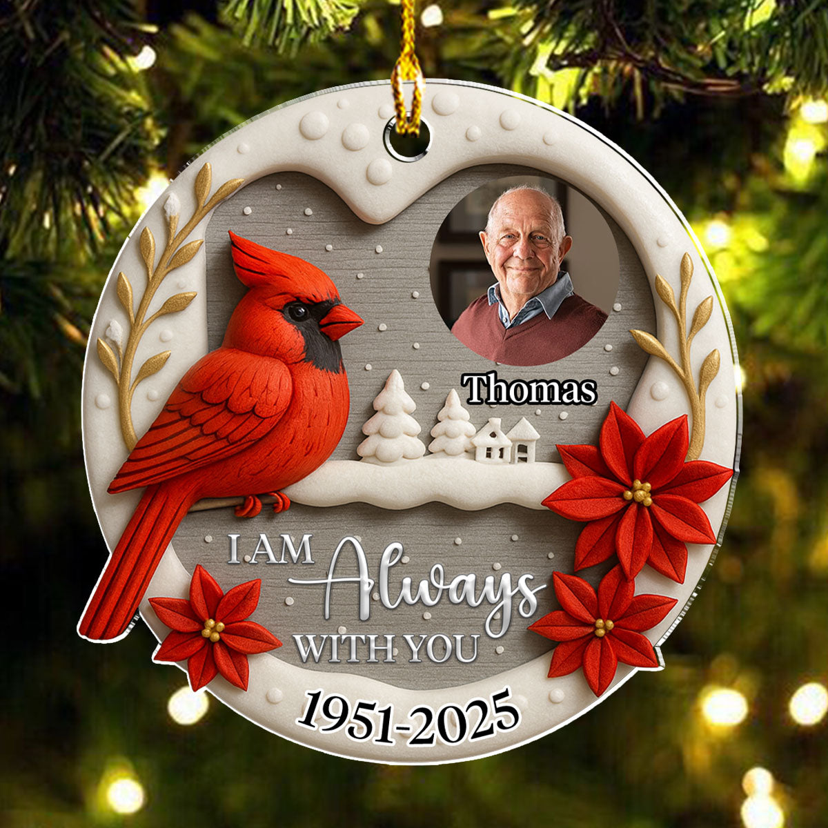 Custom Photo Memorial Christmas Ornament, Sympathy Keepsake • Always In My Mind - Personalized Acrylic Ornament