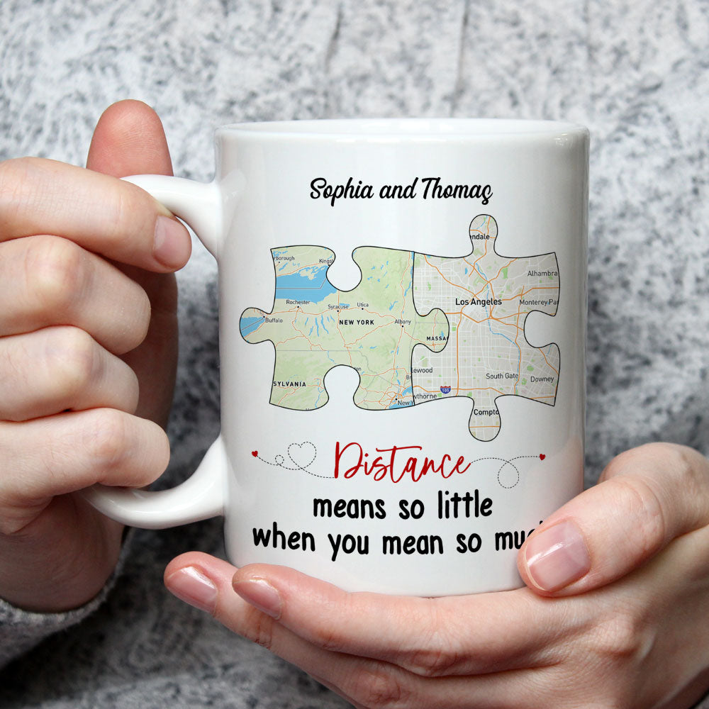 Custom Anniversary Keepsake Gifts For Couple • Distance Means So Little - Personalized Coffee Mug