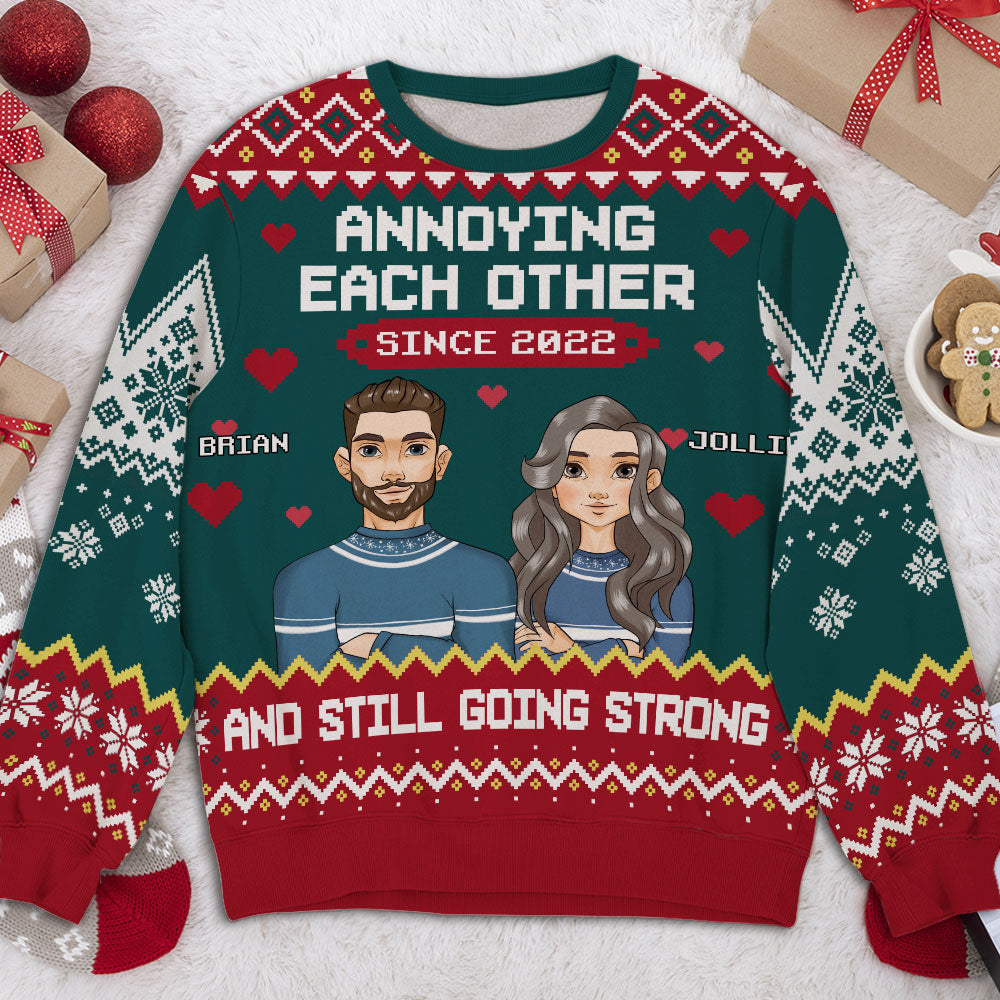 Custom Couple Christmas Sweatshirt, Anniversary Gift • Since Year - Personalized All-Over-Print Sweatshirt