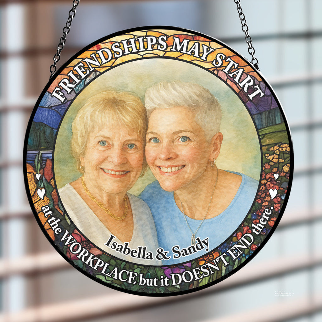 Custom Photo Best Friend Hanging Decor, Friendship Birthday Gifts • Soulmate Besties - Personalized Window Hanging Suncatcher