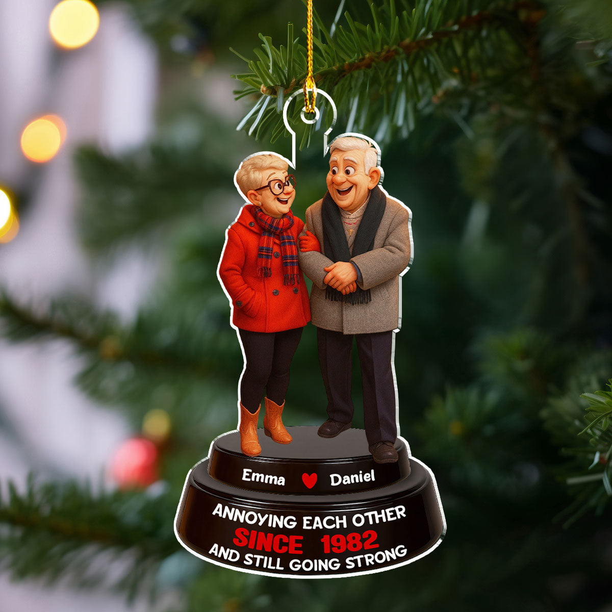 Custom Photo Couple Christmas Ornament, Anniversary Gift • Forever Us - Personalized Acrylic Ornament