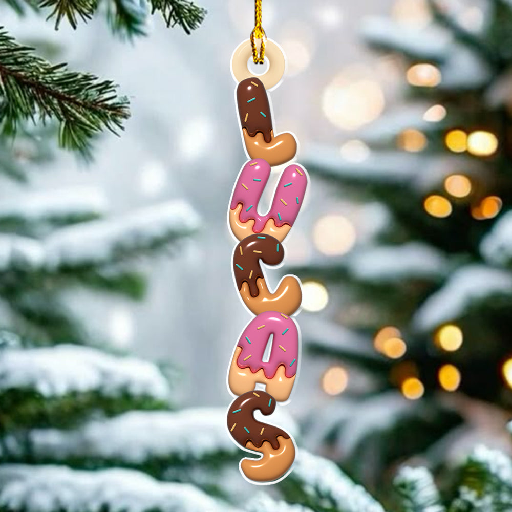 Custom Donut Letter Christmas Ornament & Stocking Tag with Name • Donut Letter - Personalized Acrylic Ornament