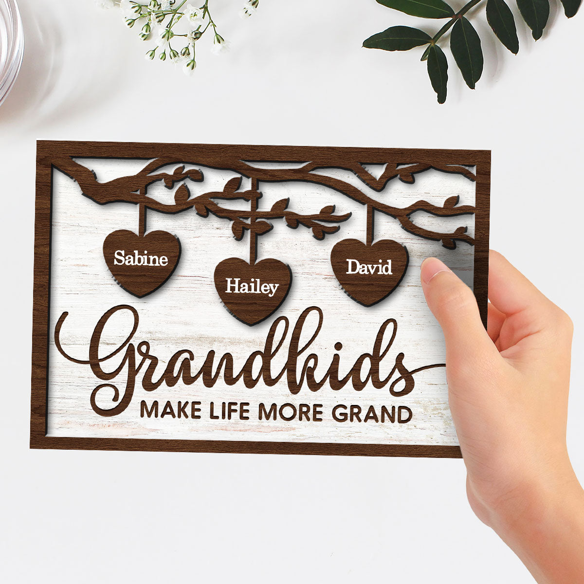Custom Family Decor, Christmas Birthday Family Keepsake • I Love My Grandkids - Personalized Wooden Plaque