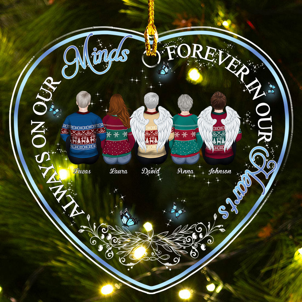 Custom Family Ornament, Christmas Gift for Family Members •  Always On Our Minds - Personalized Acrylic Ornament