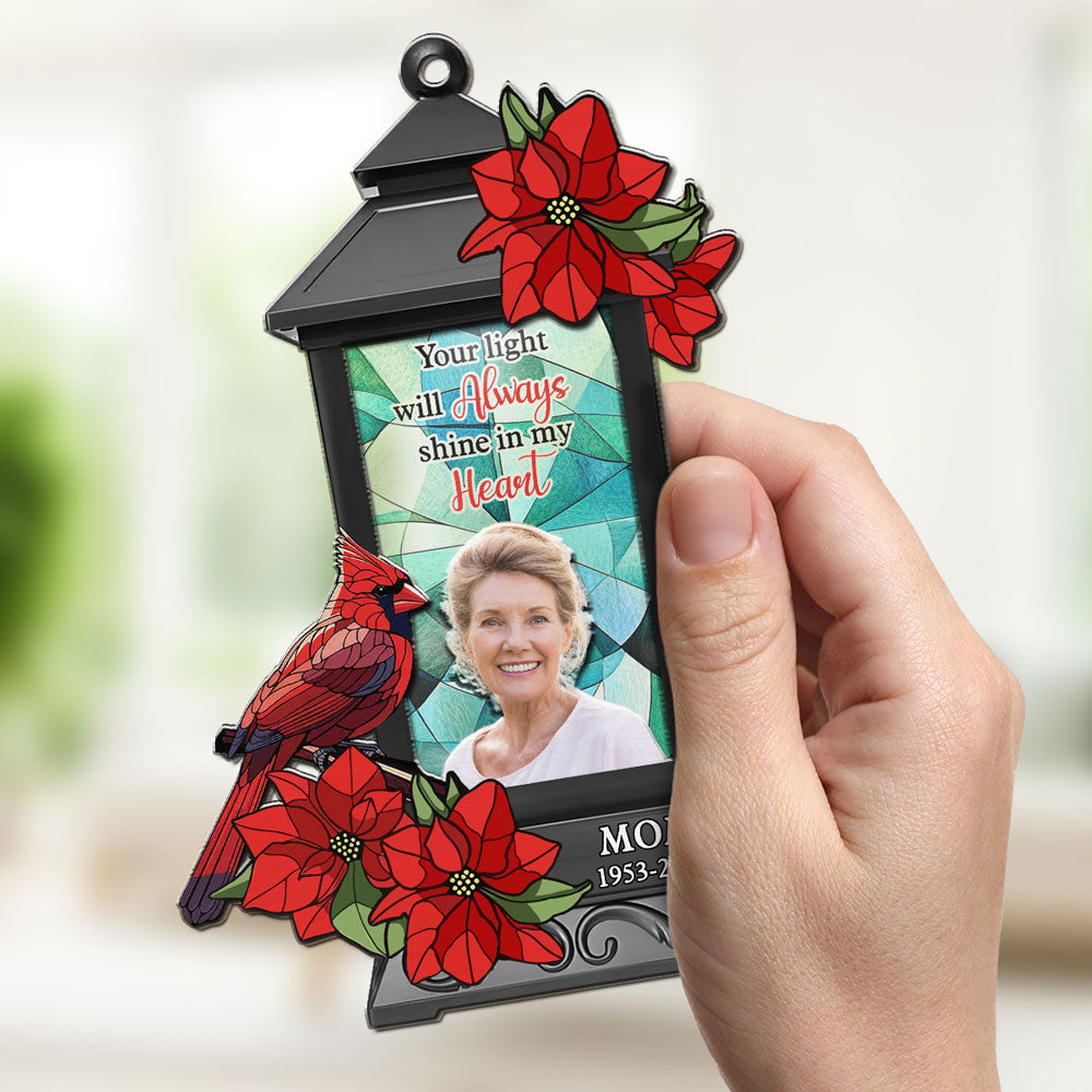 Custom Photo Memorial Hanging Decor, Remembrance Keepsake • A Light Remains - Personalized Suncatcher