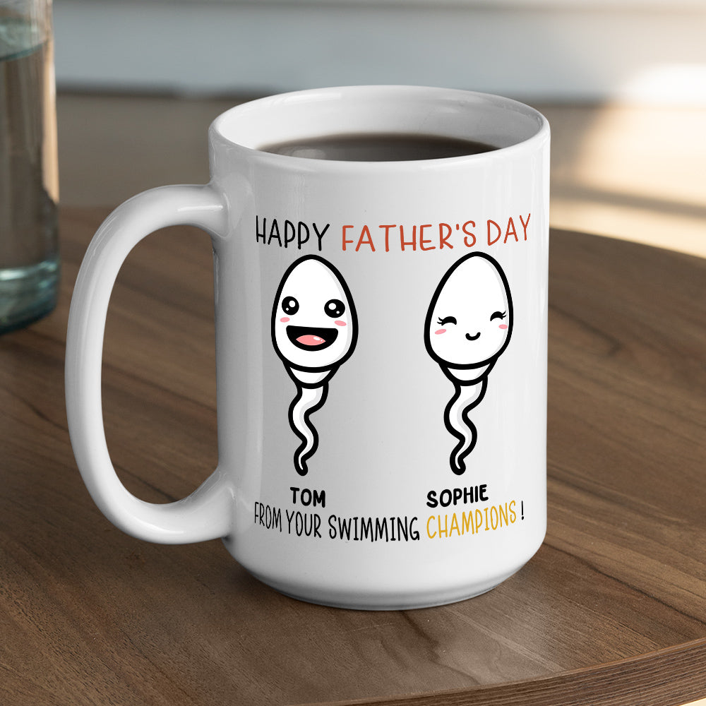 Custom Christmas & Birthday Gift for Dad • From Your Swimming Champions - Personalized Mug