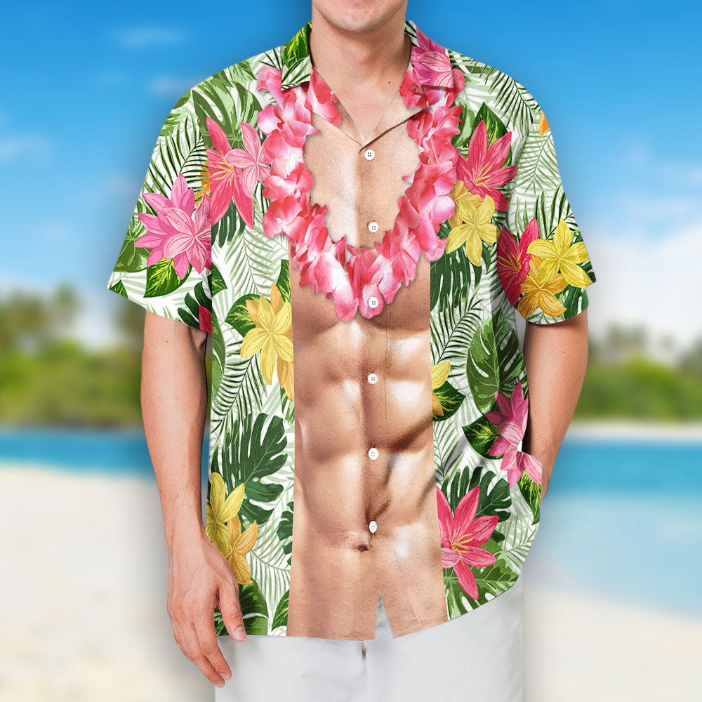 Ahola Funny Abs - Personalized Hawaiian Shirt