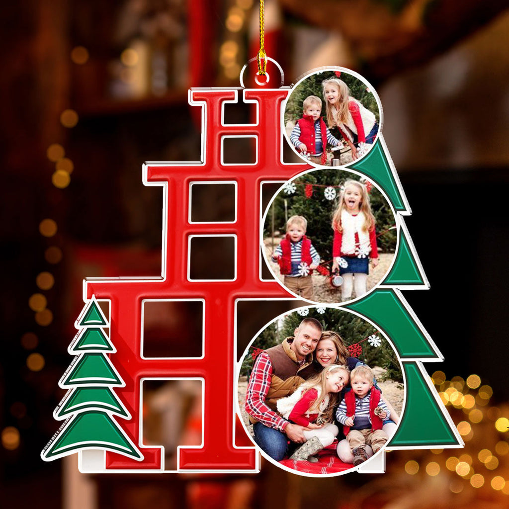 Custom Photo Family Ornament, Christmas Gift for Family Members • Family Joy - Personalized Acrylic Ornament
