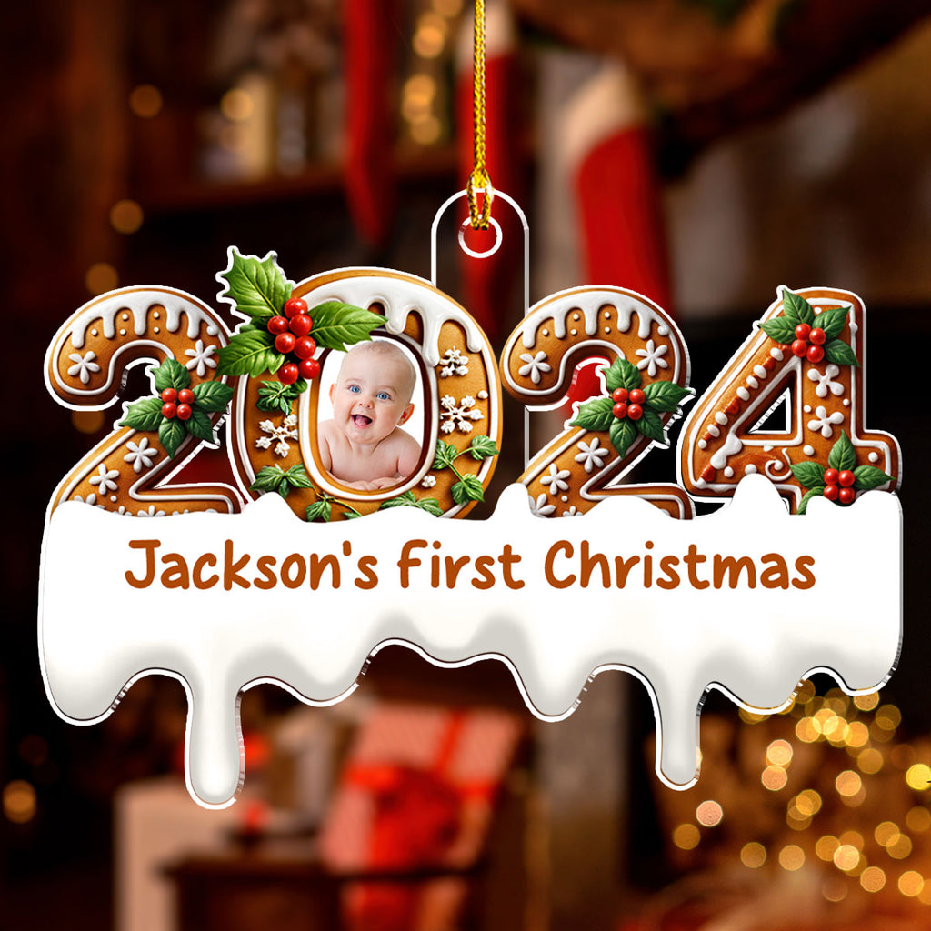 Custom Photo Baby First Christmas Ornament for New Parents • Baby First Christmas - Personalized Acrylic Ornament