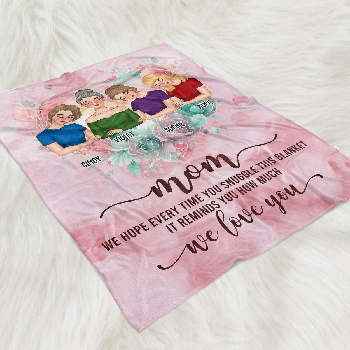 We Love You Mom - Personalized Fleece Blanket