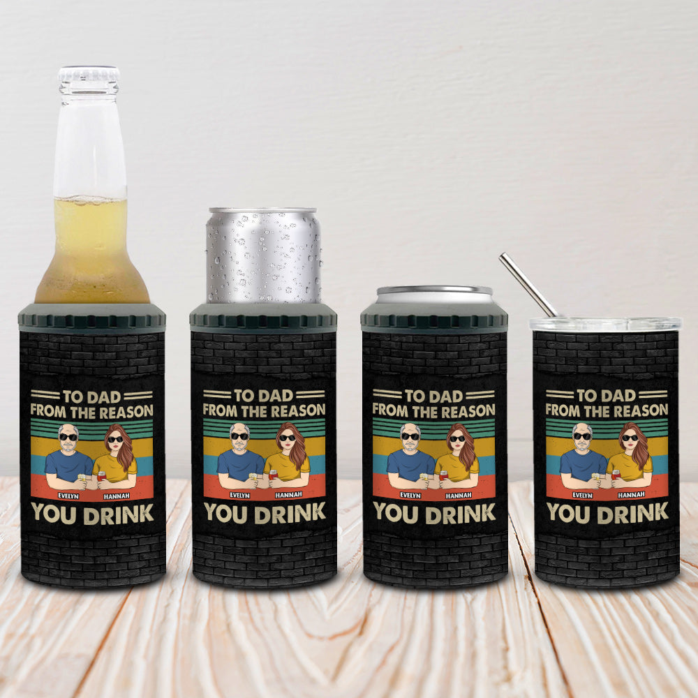 Custom Christmas Birthday Gifts For Dad • Reason You Drink Can Cooler - Personalized Can Cooler Tumbler
