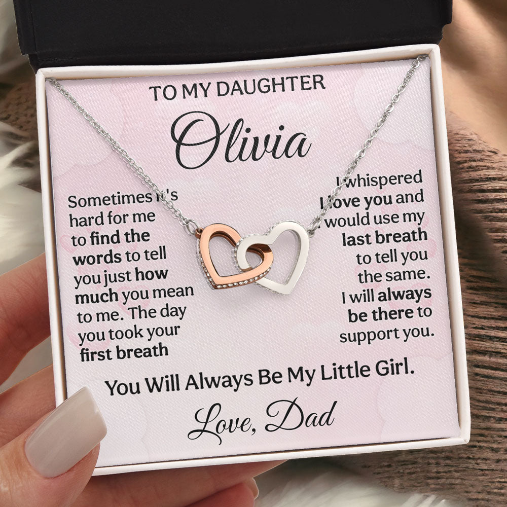 Hard To Find Words To Say - Personalized Interlocking Heart Necklace