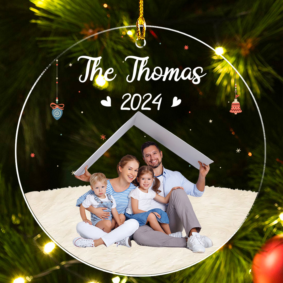 Custom Photo Family Ornament, Christmas Gift for Family Members • Family Moment - Personalized Acrylic Ornament
