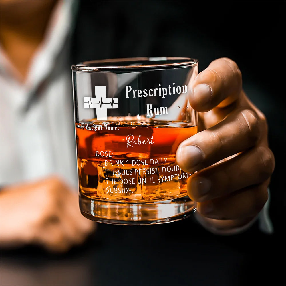 Custom Christmas Birthday Drinkware Gifts for Dad • Prescription Whiskey Glasses - Personalized Engraved Whiskey Glass