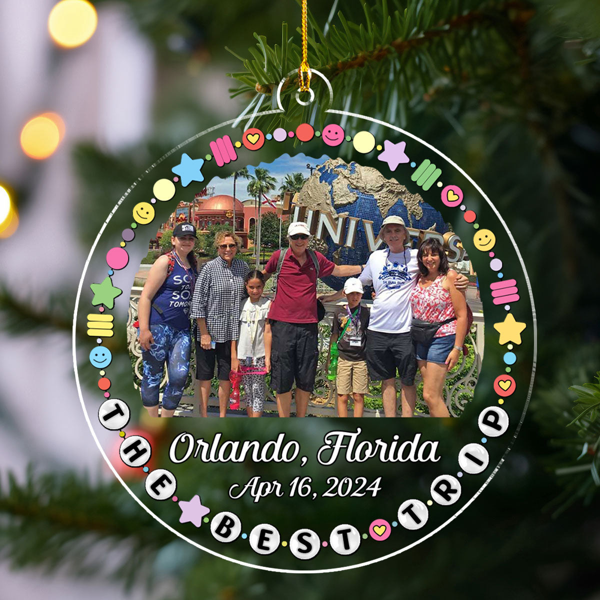 Custom Photo Family Ornament, Christmas Gift for Family Members • The Best Trip - Personalized Acrylic Ornament