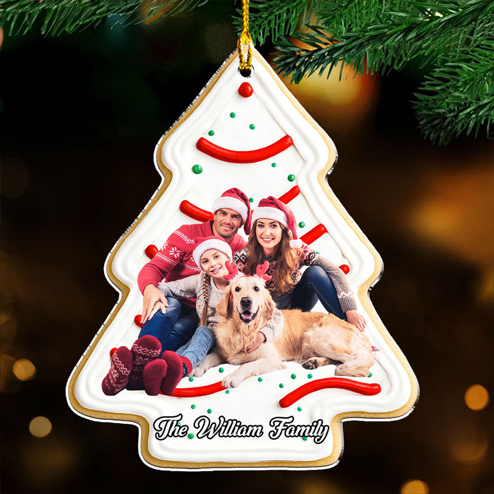 Custom Photo Family Ornament, Christmas Gift for Family Members • Christmas Tree Cake Photo - Personalized Acrylic Ornament