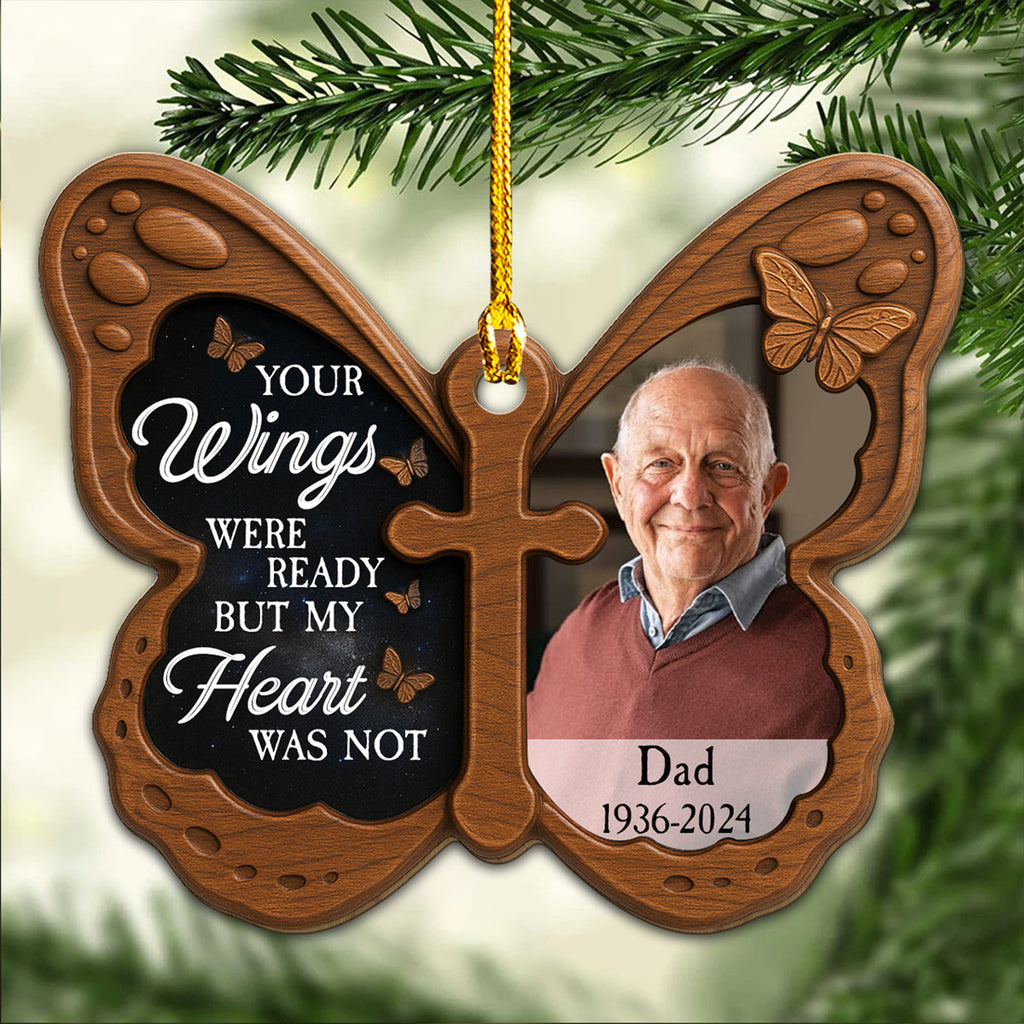 Custom Photo Memorial Christmas Ornament, Sympathy Keepsake • You Are Ready But I Am Not - Personalized Wood Ornament
