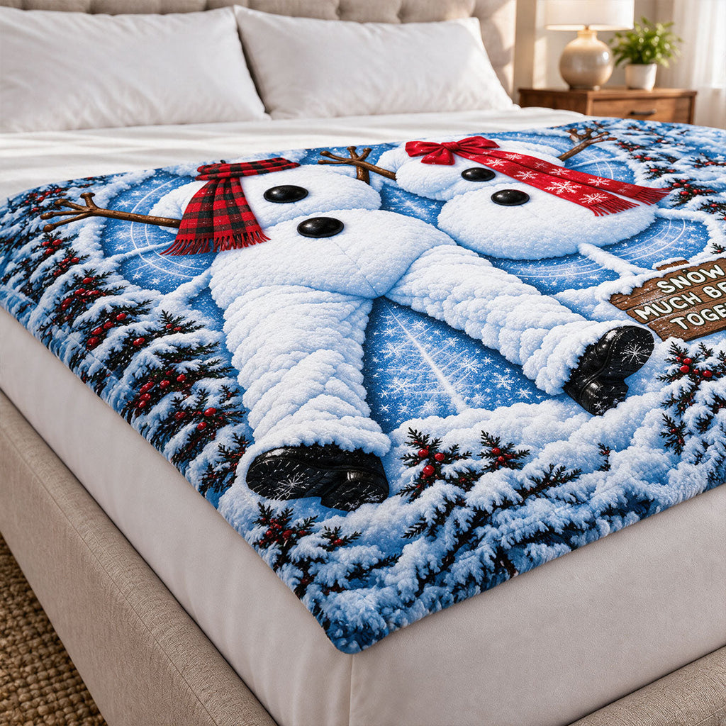 Snowman Couple - Fleece Blanket