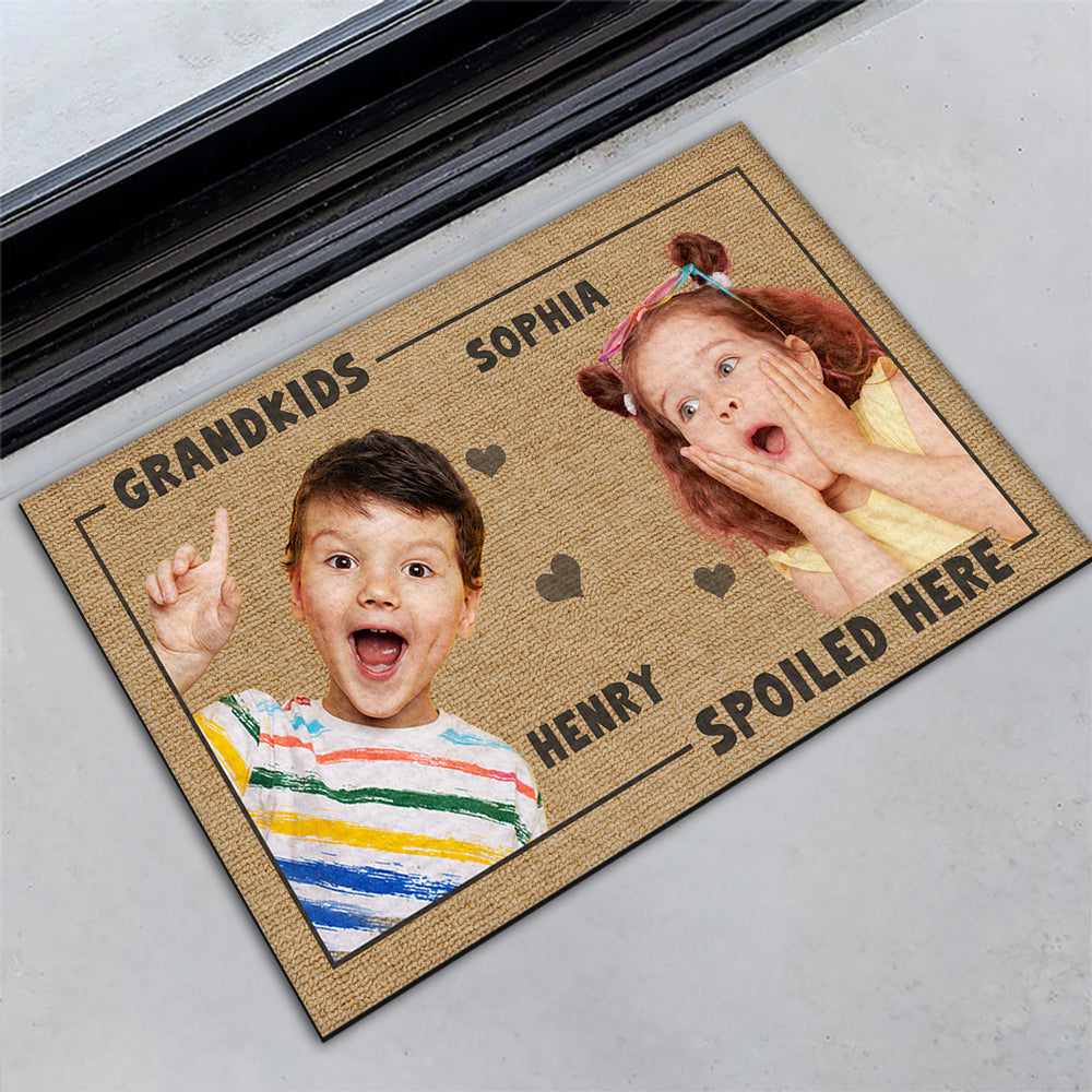 Grandkids Spoiled Here Photo - Personalized Doormat