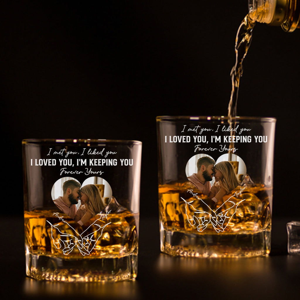 Custom Photo Christmas Anniversary Birthday Drinkware Gifts for Couple • Forever And Always - Personalized Whiskey Glass