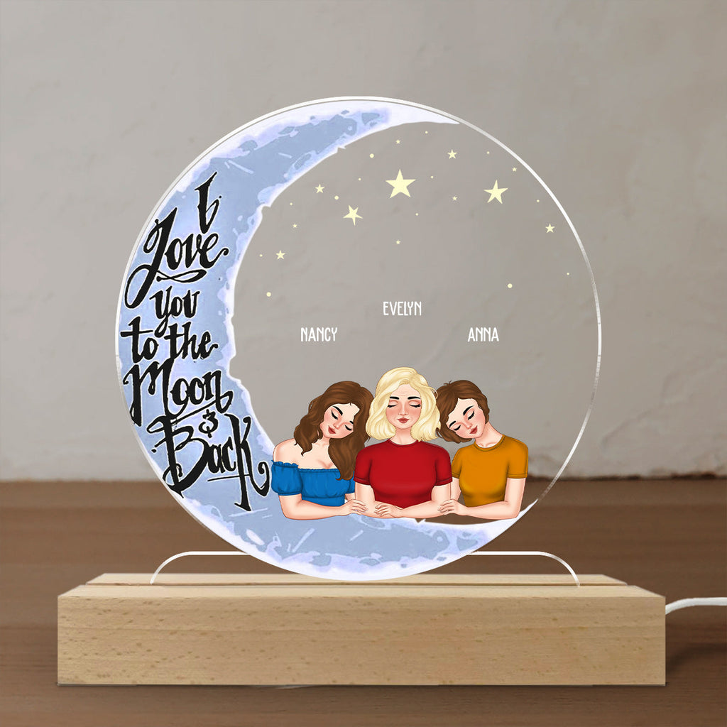 Custom Gift for Mom Grandma, Mother's Day Birthday • Love Mom To The Moon And Back - Personalized LED Light
