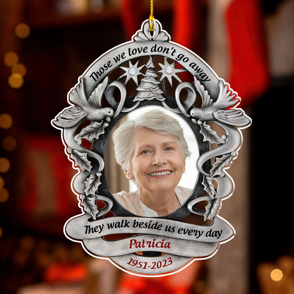 Custom Photo Memorial Christmas Ornament, Sympathy Keepsake • There Is A Little Bit Of Heaven In Our Home - Personalized Acrylic Ornament