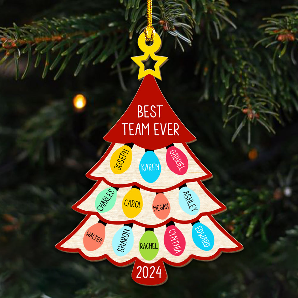 Custom Coworker Christmas Ornament, Team Appreciation Gift •  Our Team Is The Best - Personalized Wood Ornament