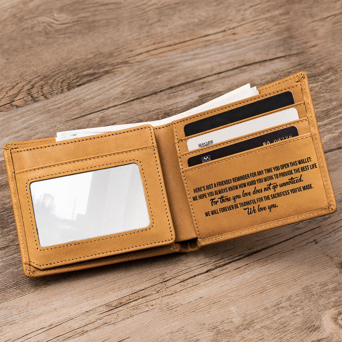 Fist Bump Dad - Personalized Men Leather Wallet