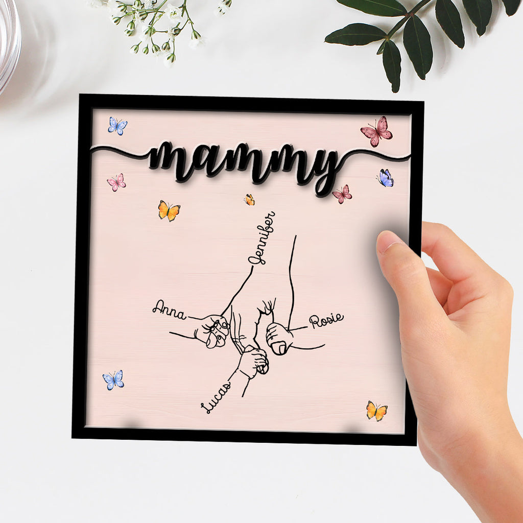 Custom Decor for Mom, Special Gift for Mother • Holding Hand - Personalized Wooden Plaque