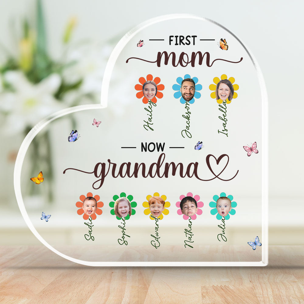 Custom Mother's Day Decor, Gift for Mom & Grandma • First Mom Now Grammy - Personalized Acrylic Plaque