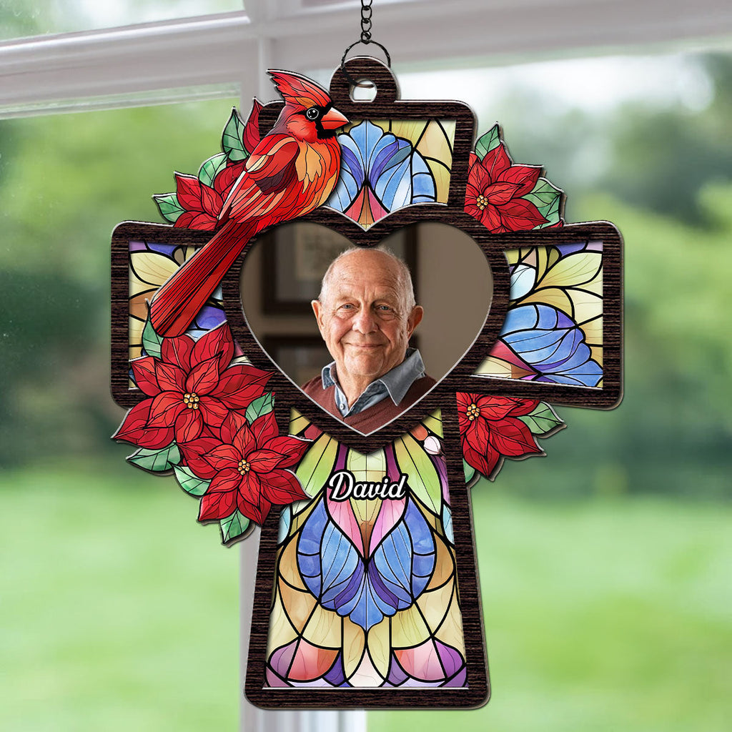 Custom Photo Memorial Hanging Decor, Remembrance Keepsake • Always Beside You - Personalized Suncatcher