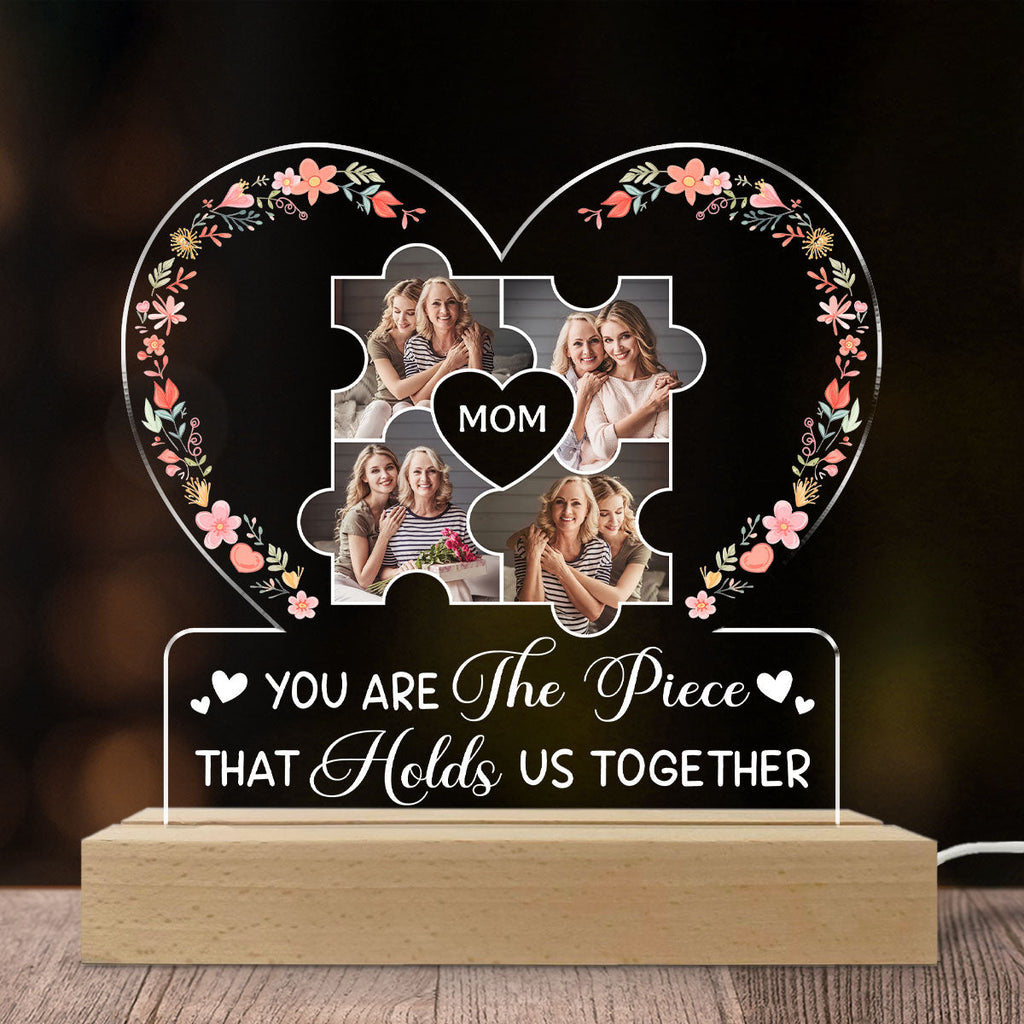 Custom Photo Mother's Day Gift for Mom Grandma • Hold Us Together - Personalized LED Light