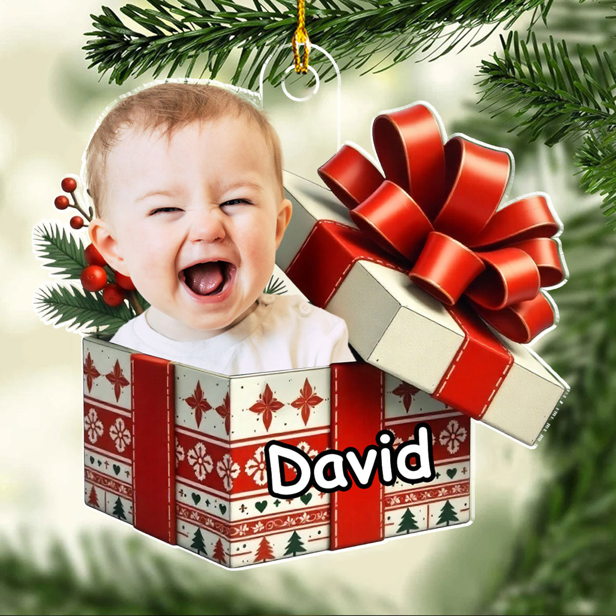 Custom Photo Baby First Christmas Ornament for New Parents • Baby Christmas Present - Personalized Acrylic Ornament