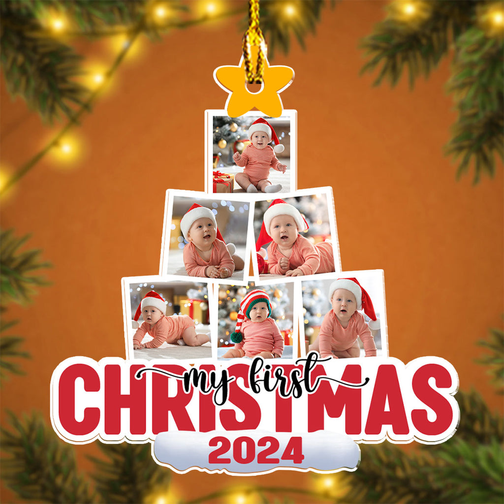 Custom Photo Baby First Christmas Ornament for New Parents • Baby 1st Christmas Tree - Personalized Acrylic Ornament