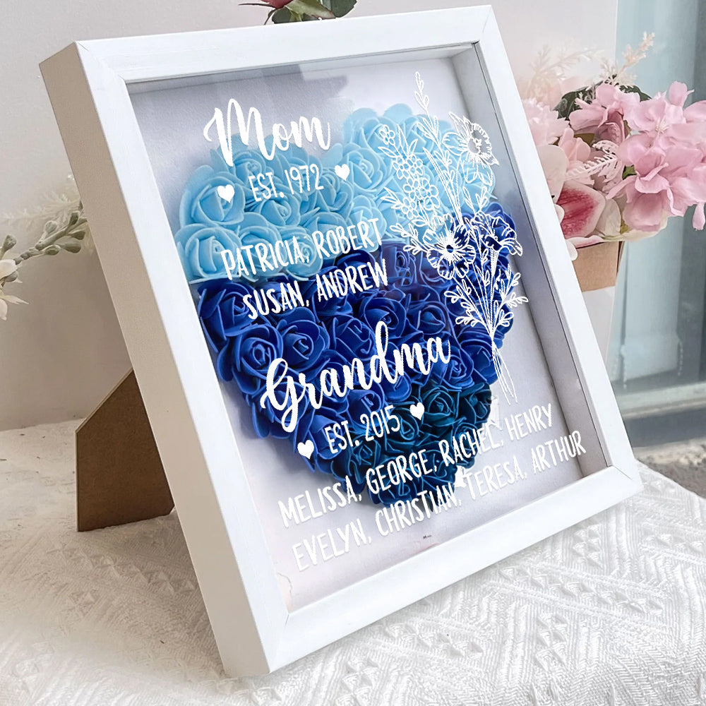 First Mom Now Grandma - Personalized Flower Shadow Box