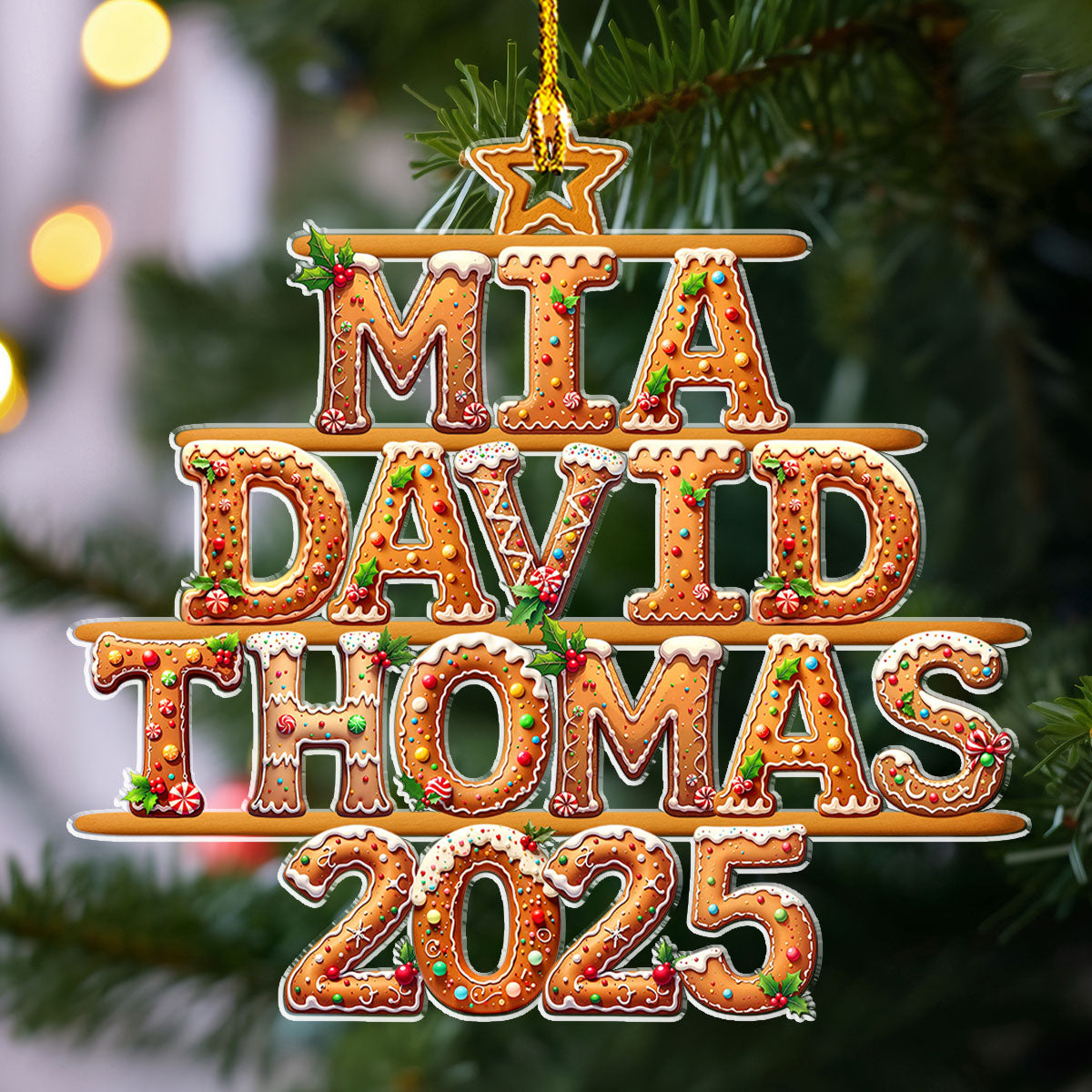 Custom Cookie Letter Christmas Ornament with Name • Cookie Letter Tree - Personalized Acrylic Ornament