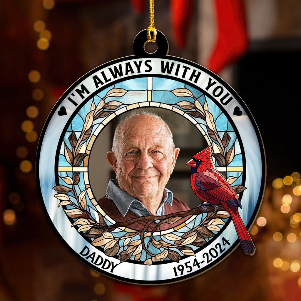Custom Photo Memorial Christmas Ornament, Sympathy Keepsake • Forever In My Heart - Personalized Wood Ornament