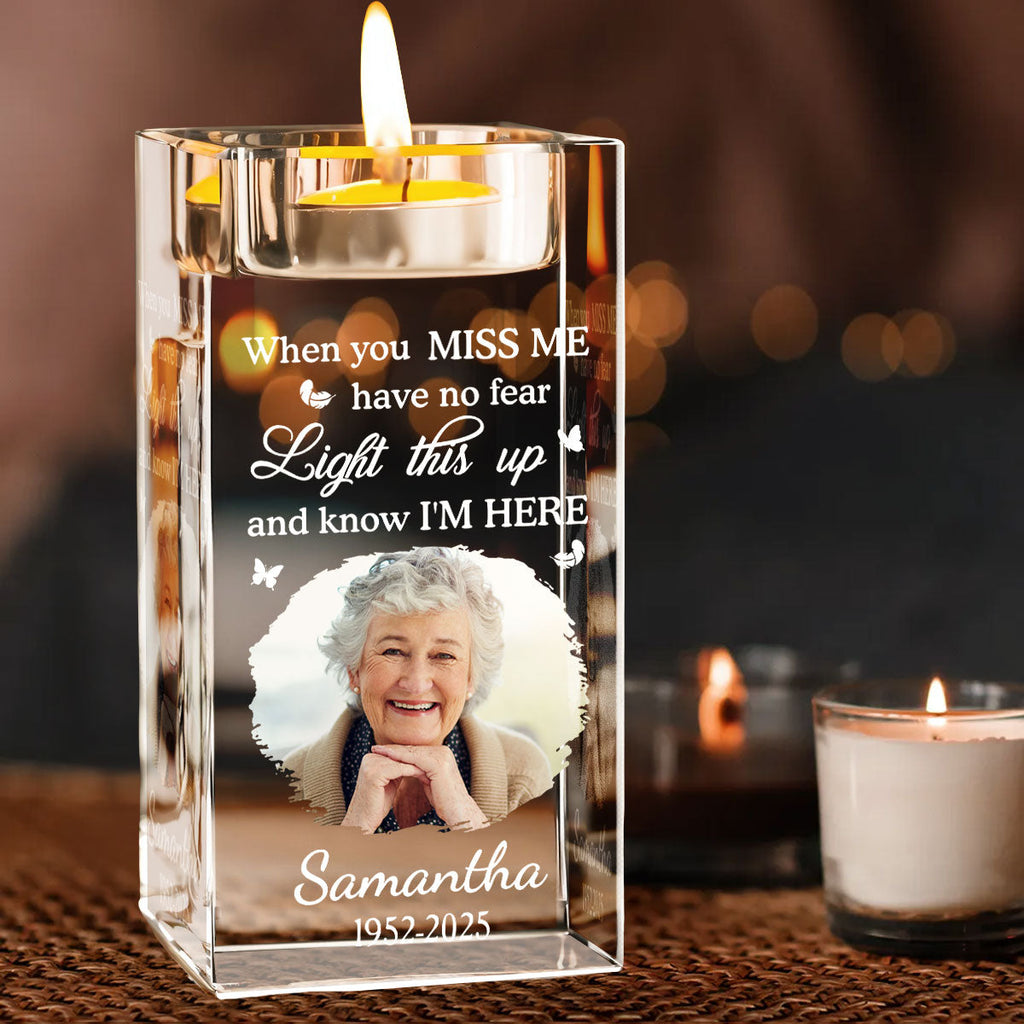 When You Miss Me - Personalized Crystal Candle Holder