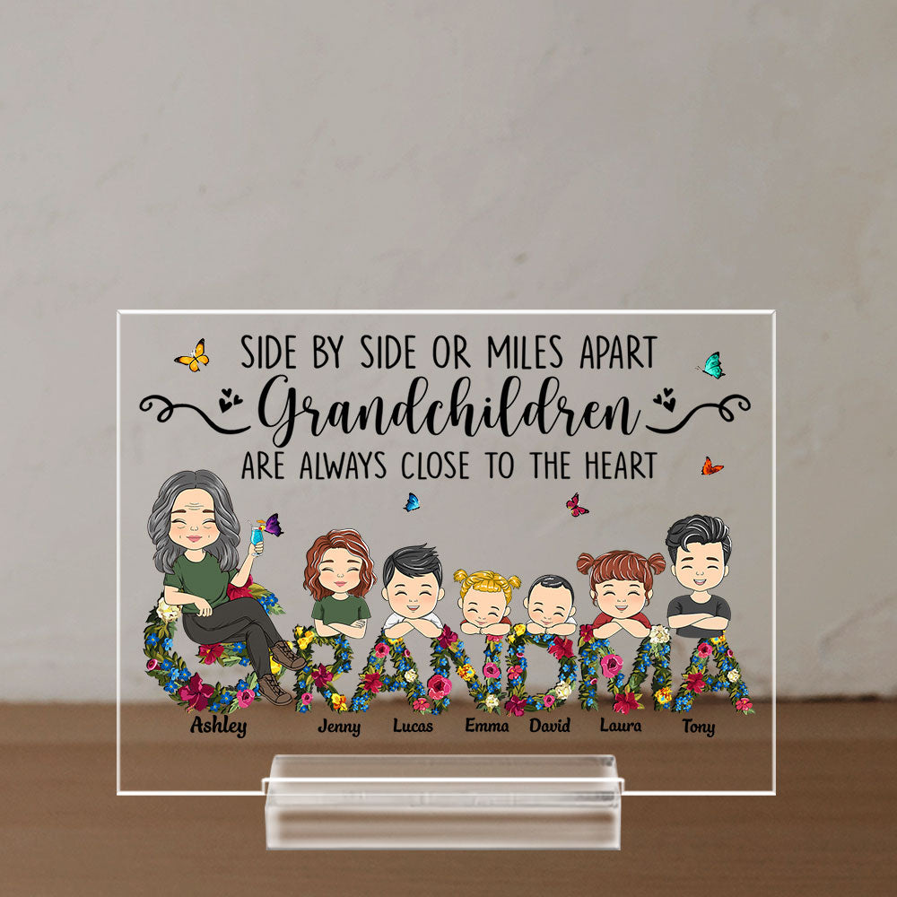 Custom Family Decor, Christmas Birthday Family Keepsake • Side By Side - Personalized Acrylic Plaque With Base
