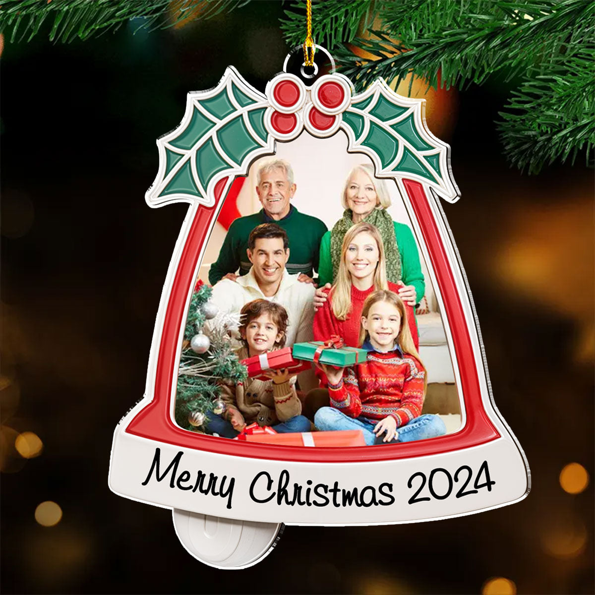 Custom Photo Family Ornament, Christmas Gift for Family Members • Our Family Bond - Personalized Acrylic Ornament