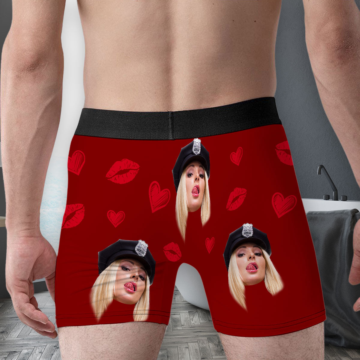 Love Every Inch - Personalized Photo Men's Boxer Briefs