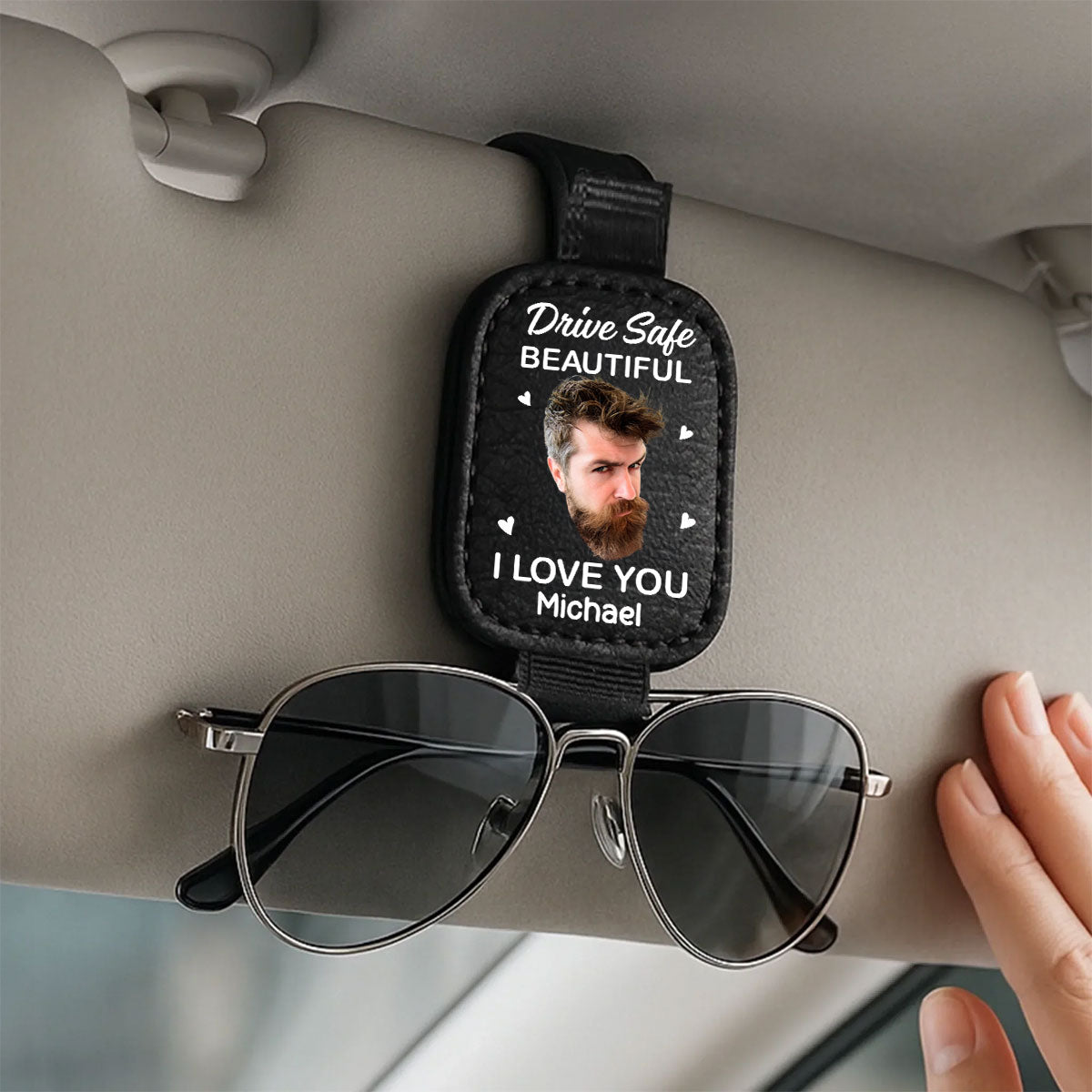 I Love You Beautiful - Personalized Sunglasses Holder For Car Visor
