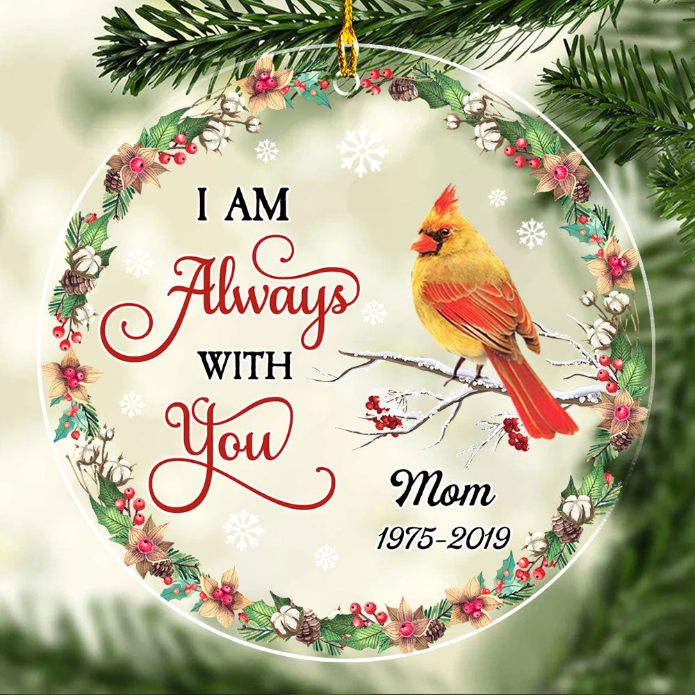 Custom Memorial Christmas Ornament, Sympathy Keepsake •  Cardinal Appears - Personalized Acrylic Ornament