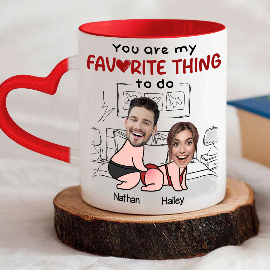 Custom Photo Anniversary Keepsake Gifts For Couple • Favorite Thing - Personalized Heart Handle Mug