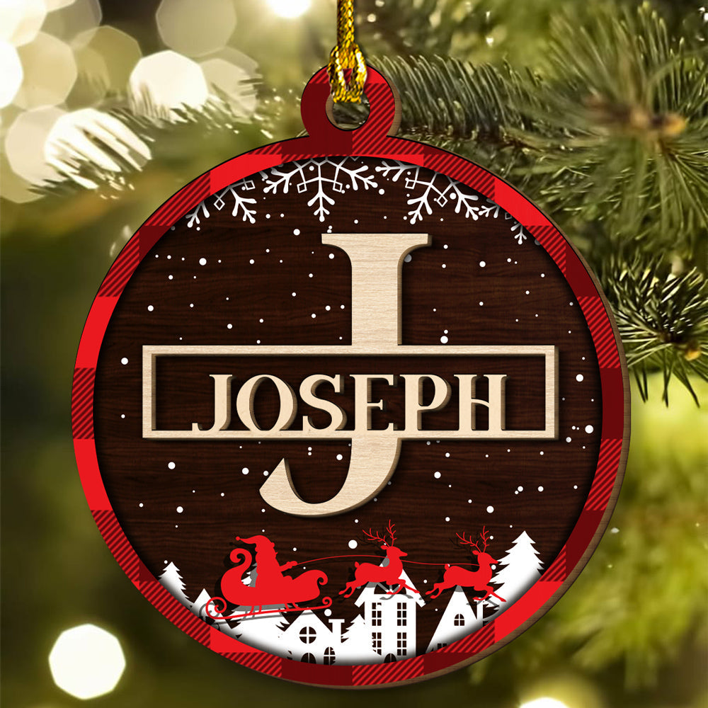 Custom Family Ornament, Christmas Gift for Family Members •  Name Merry Christmas - Personalized 2-layered Wood Ornament